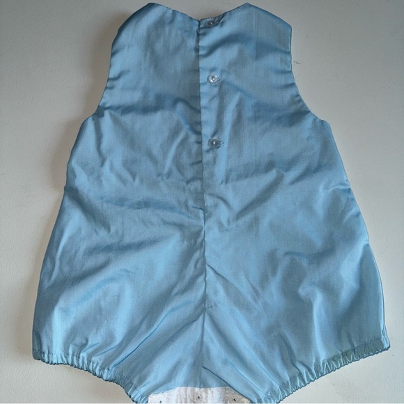 Vtg Baby Outfit romper Light Blue Doll white with hat and booties -Japan - Picture 3 of 10